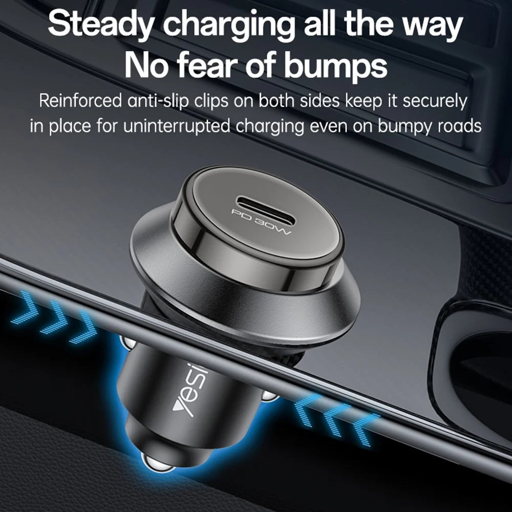 YESIDO Y74 Car Charger 30W Fast Charging Single USB-C Port Cigarette Lighter Power Adapter - 7