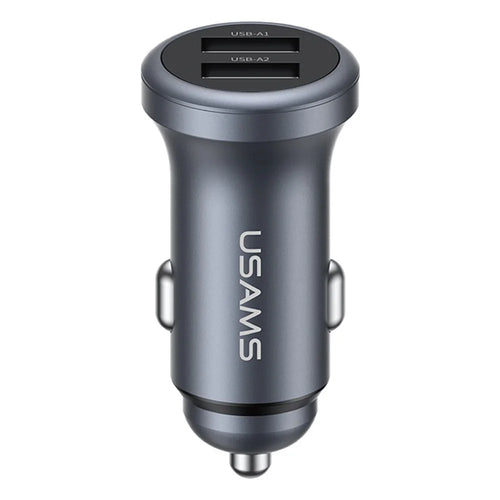 USAMS CC320 Car Charger Dual USB 2.4A Aluminum Alloy Mini Cigarette Lighter Charger for Vehicle - 1