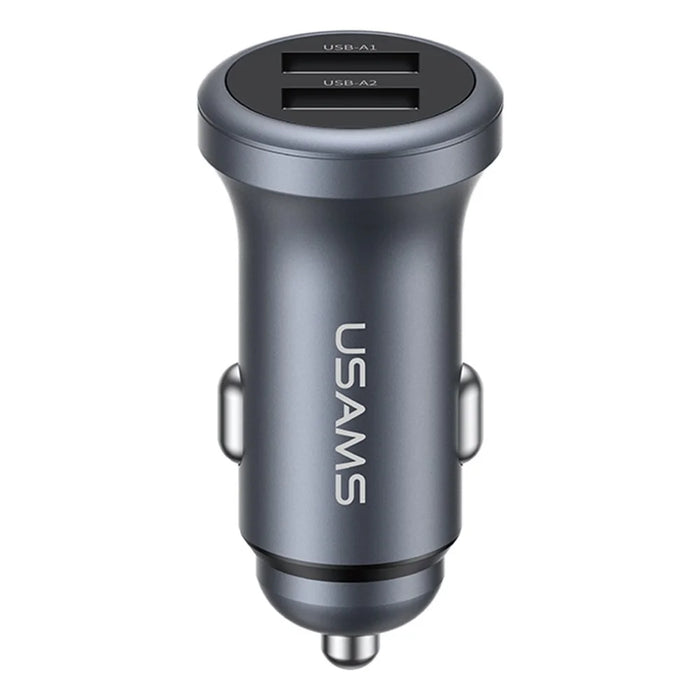 USAMS CC320 Car Charger Dual USB 2.4A Aluminum Alloy Mini Cigarette Lighter Charger for Vehicle - 1