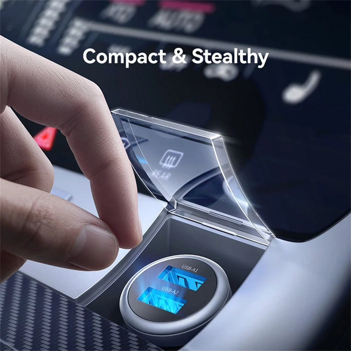 USAMS CC320 Car Charger Dual USB 2.4A Aluminum Alloy Mini Cigarette Lighter Charger for Vehicle - 4