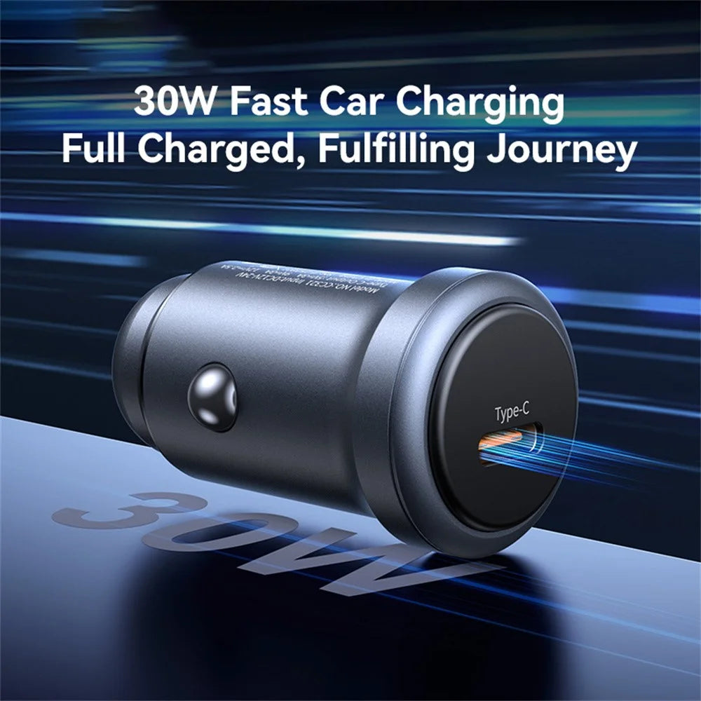 USAMS CC321 Car Charger PD 30W Fast Charging Single Port Aluminum Alloy Mini Cigarette Lighter Charger for Vehicle - 4