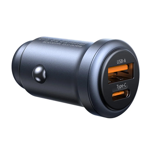 USAMS CC322 30W Car Charger USB-A + USB-C Aluminum Alloy Fast Charging Cigarette Lighter Charger for Vehicle - 2