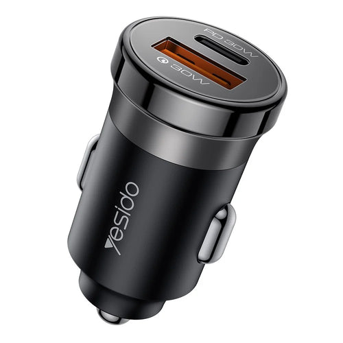YESIDO Y73 30W Fast Car Charger Dual Port USB-A + USB-C with Type-C to iP Cable - 1