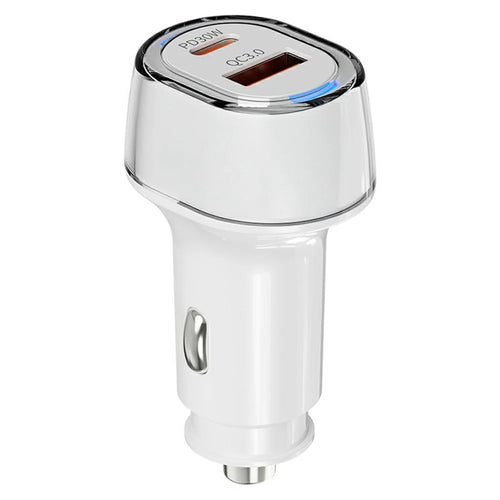 A6 USB + Type-C Dual Port Car Charger QC3.0 + PD 30W Fast Charger with Ambient Light for Phone / Tablet - 1