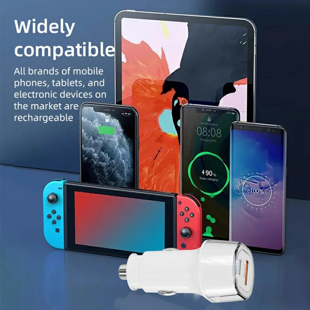 A6 USB + Type-C Dual Port Car Charger QC3.0 + PD 30W Fast Charger with Ambient Light for Phone / Tablet - 6