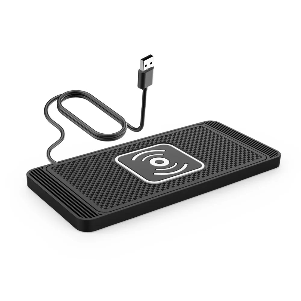 Portable Car Wireless Charger Non-slip Silicone 15W Qi Fast Charging Pad for Huawei iPhone Samsung - USB Interface - 1