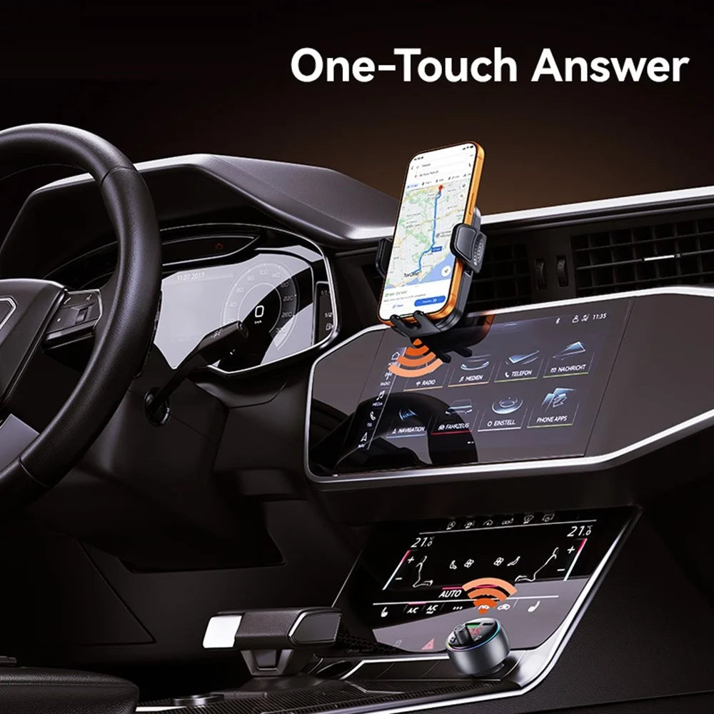USAMS CC328 30W USB-A + Type-C Digital Display Bluetooth-compatible FM Car Charger with RGB Ambient Light - Tarnish - 7