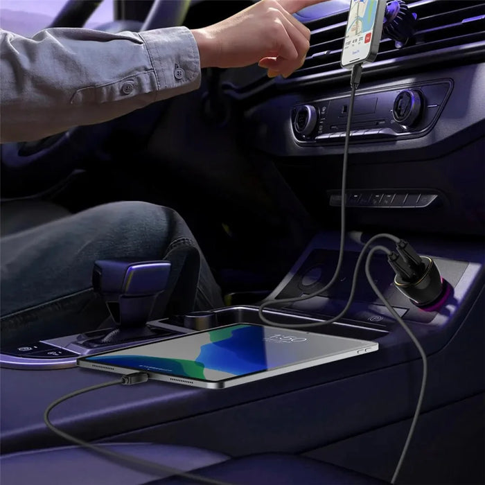 LDNIO C104 60W Dual USB-C Car Charger PD30W + PPS Fast Charging Car Adapter for iPhone Samsung - Black - 4