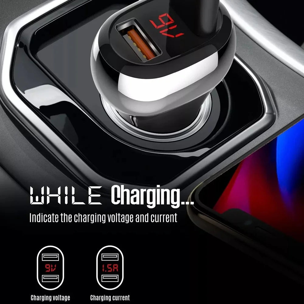 LDNIO C2 Dual QC3.0 Car Charger 36W Dual USB Ports LED Display Battery Monitor Fasting Charging Cigarette Lighter Car Adapter - Black - 2
