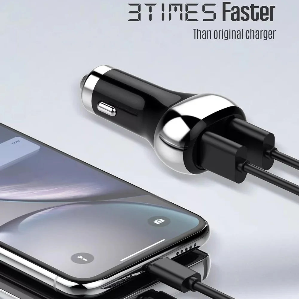 LDNIO C2 Dual QC3.0 Car Charger 36W Dual USB Ports LED Display Battery Monitor Fasting Charging Cigarette Lighter Car Adapter - Black - 5