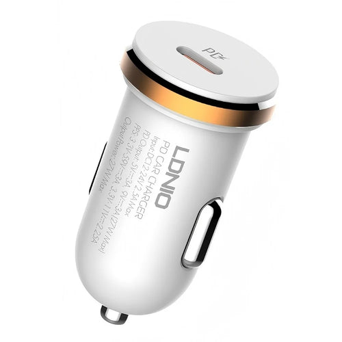 LDNIO C22Q 27W PD PPS Car Charger with Type-C to Type-C Cable Single Port USB-C Fast Charging Car Adapter for iPhone Samsung Xiaomi - White - 1