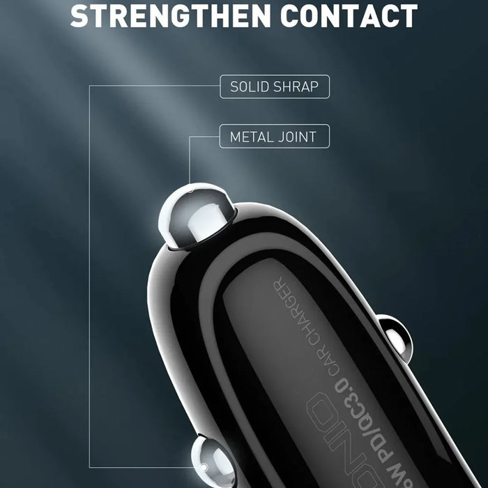 LDNIO C510Q 36W Dual Port Car Charger with USB-C to USB-C Cable 20W PD3.0 18W QC3.0 Fast Charging Adapter for Phone Tablet - Black - 3