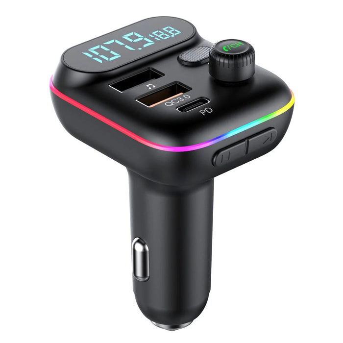 T70 Bluetooth-compatible 5.0 FM Transmitter USB PD 18W QC3.0 Fast Charging Adapter Music Player with Hands-free Calling for Car - 1