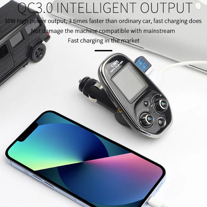 BT29A EQ FM Bluetooth-compatible Transmitter Car MP3 TF/U Disk Player with QC 3.0 + Type-C Fast Charging - 7