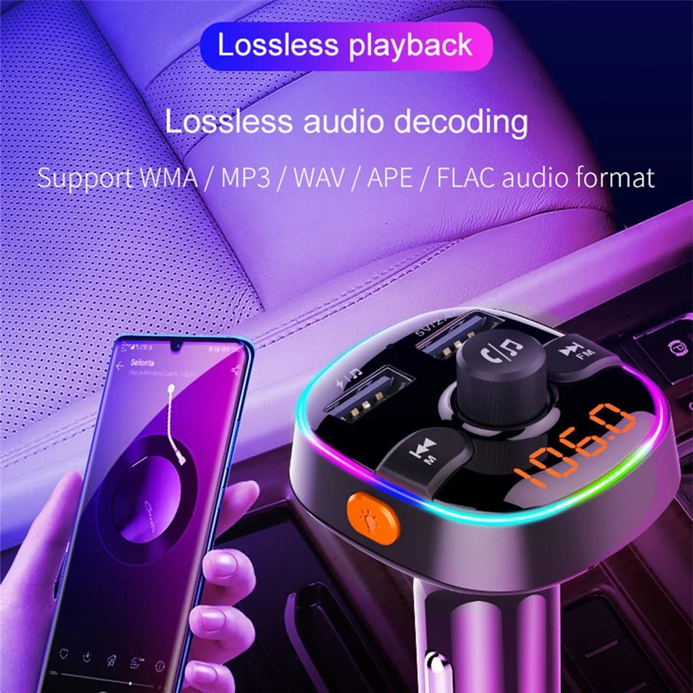 BC52L Car Bluetooth-compatible 5.0 FM Transmitter MP3 Audio Music Adapter Support TF Card/U-disk Dual USB Port Car Charger for Smartphone - 3