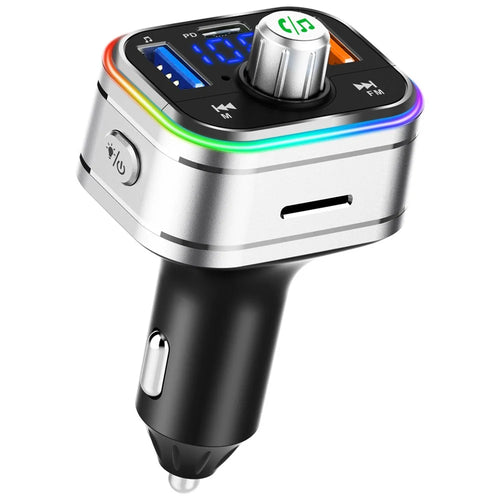 BC62 Car Bluetooth-compatible Charger Adapter FM Transmitter Hands-Free Call PD Fast Charging Car Charger with Atmosphere Light Voice Assistant - 1