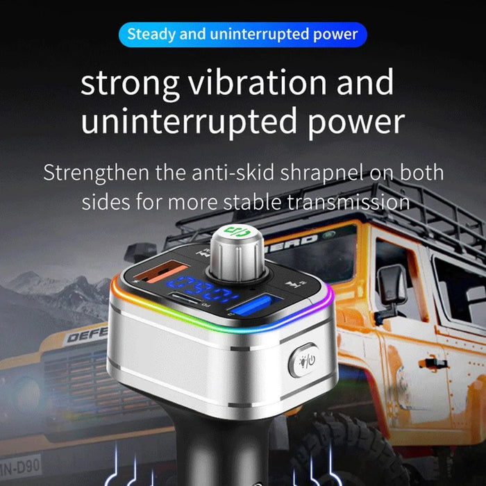 BC62 Car Bluetooth-compatible Charger Adapter FM Transmitter Hands-Free Call PD Fast Charging Car Charger with Atmosphere Light Voice Assistant - 7