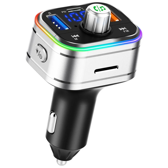 BC62 Car Bluetooth-compatible Charger Adapter FM Transmitter Hands-Free Call PD Fast Charging Car Charger with Atmosphere Light Voice Assistant - 1