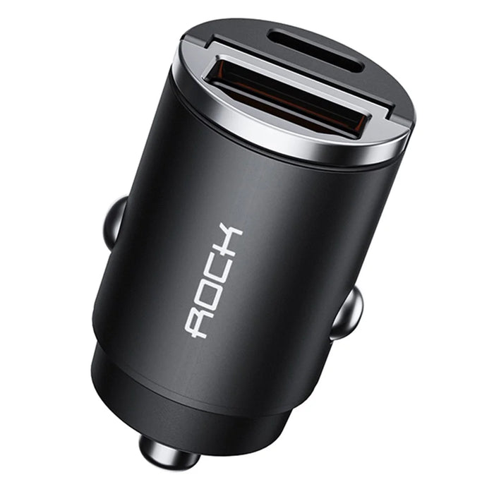 ROCK H15 Dual-Port Car Charger USB+Type C PD 30W Fast Charging Universal Phone Charger Station Cell Phone Automobile Charger - 1