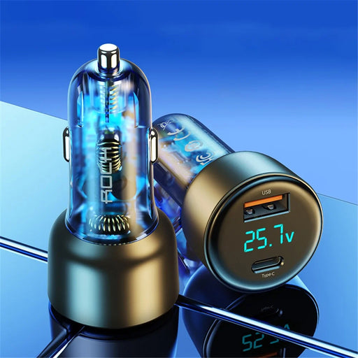 ROCK H16 72W Fast Car Charger with USB+Type C Ports, PD Quick Charging Dual-port Mobile Phone Tablet Charger Adapter - 2