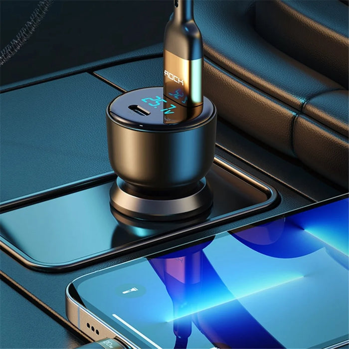 ROCK H16 72W Fast Car Charger with USB+Type C Ports, PD Quick Charging Dual-port Mobile Phone Tablet Charger Adapter - 4