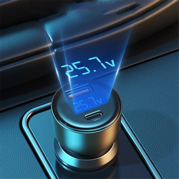 ROCK H16 72W Fast Car Charger with USB+Type C Ports, PD Quick Charging Dual-port Mobile Phone Tablet Charger Adapter - 6
