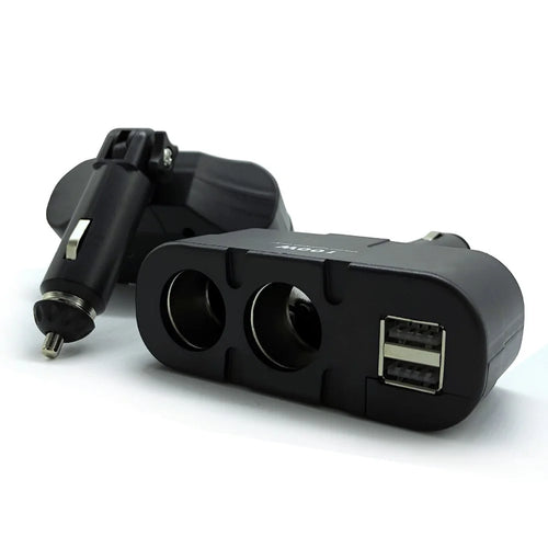 180-Degree Foldable Car Charger 3-Socket 2-Port USB Splitter Adapter Multi Socket Car Cigarette Lighter Power Outlet - 1