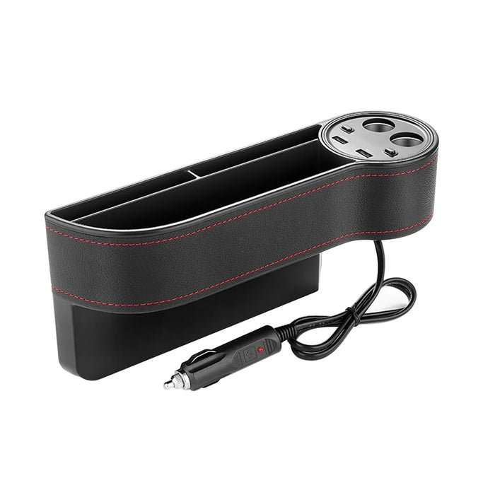 C15 Multifunctional Dual USB Port Cigarette Lighter Car Charger with Seat Gap Storage Box Seat Organizer Card Phone Holder - 1