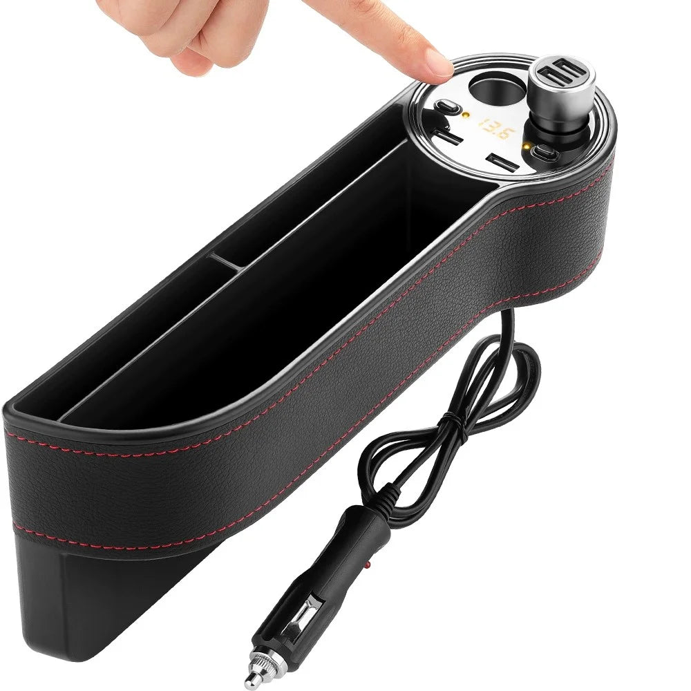 C15 Multifunctional Dual USB Port Cigarette Lighter Car Charger with Seat Gap Storage Box Seat Organizer Card Phone Holder - 3