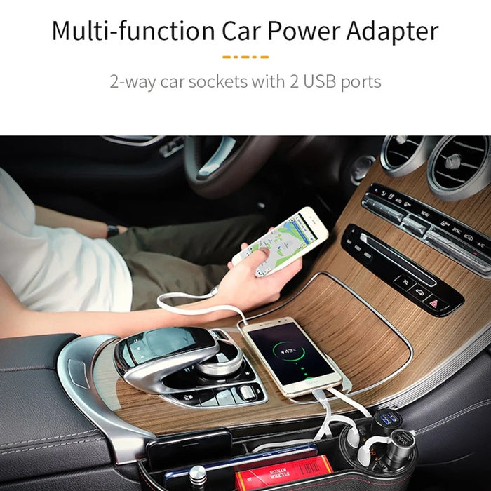 C15 Multifunctional Dual USB Port Cigarette Lighter Car Charger with Seat Gap Storage Box Seat Organizer Card Phone Holder - 5