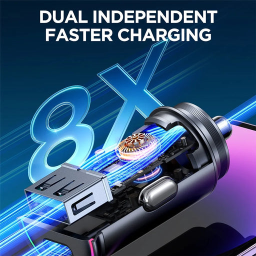 JOYROOM JR-CCN04 60W Fast Charging Mini Metal Car Charger Dual-Port USB-A+Type-C Cigarette Lighter Charger - 2