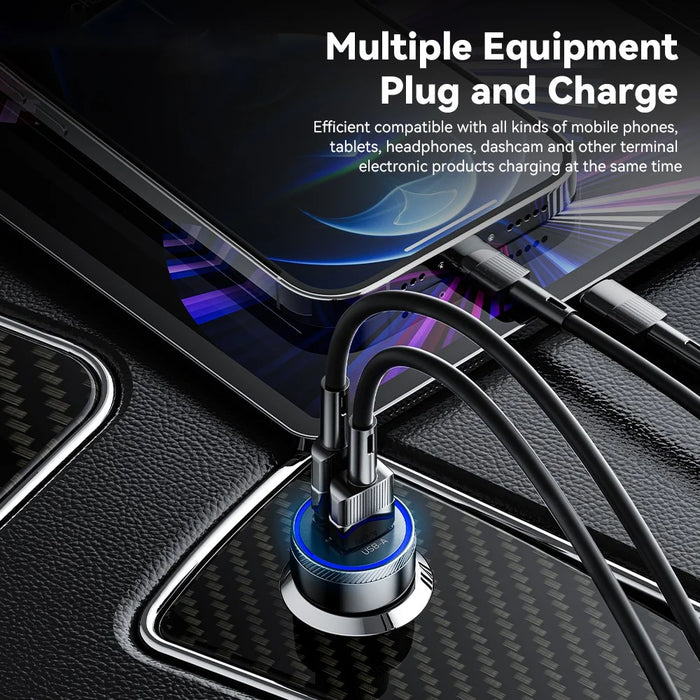 ESSAGER 54W USB+Type-C Phone Fast Charging Adapter ABS+Aluminum Alloy Mini Car Charger - Black - 6