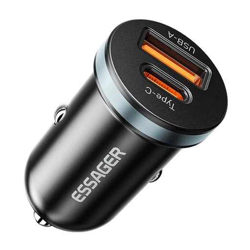 ESSAGER ES-CC12 PD 30W Double Ports Mini Car Charger Lightweight Cigarette Lighter Charger for 12-24V Vehicles - 1