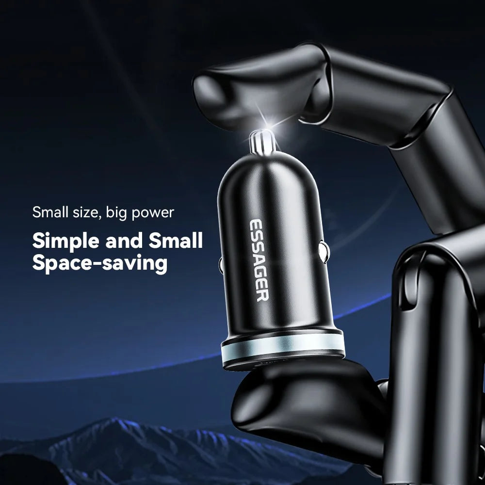 ESSAGER ES-CC12 PD 30W Double Ports Mini Car Charger Lightweight Cigarette Lighter Charger for 12-24V Vehicles - 7