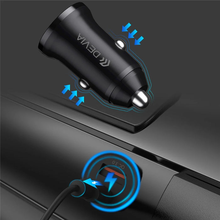 DEVIA EA442 Smart Series Mini PD 30W+QC3.0 Car Charger USB+Type-C Fast Charging Adapter - 6