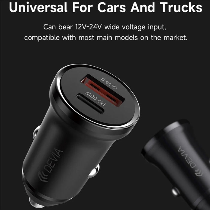 DEVIA EA442 Smart Series Mini PD 30W+QC3.0 Car Charger USB+Type-C Fast Charging Adapter - 7