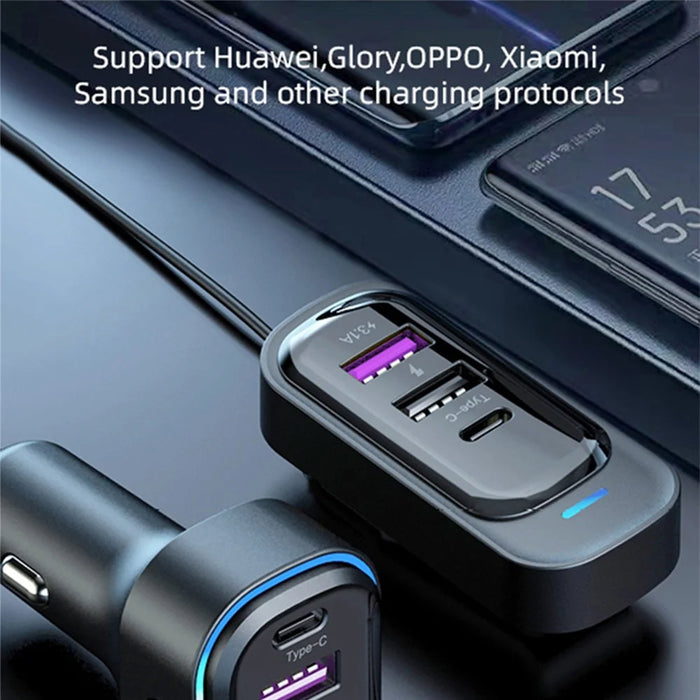 YQ1 Front Seat + Rear Seat 66W Charging Adapter 4 USB + 2 Type-C Fast Charging Car Charger - 4