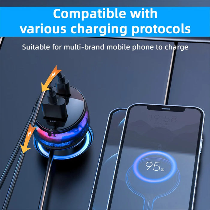 YQ4 Car Charger 5 Ports Charging Adapter with 1.5m Cable for Back Seat Charging - 3