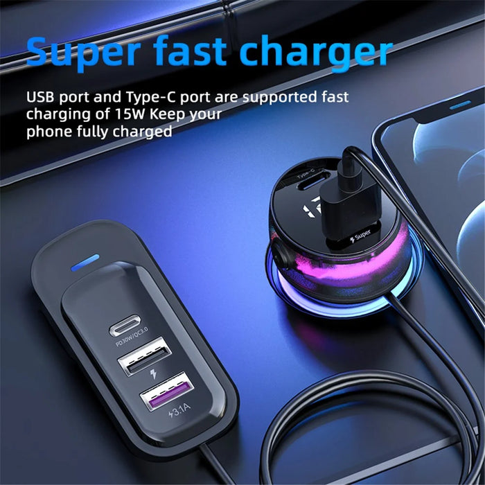 YQ4 Car Charger 5 Ports Charging Adapter with 1.5m Cable for Back Seat Charging - 4