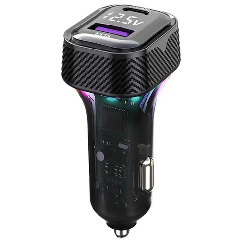 K27 PD 30W Fast Charging RGB Light Type-C+USB Car Charger with Voltage Detection - 1