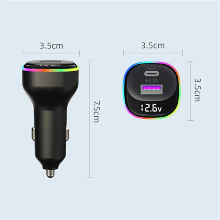K2S PD 65W Phone Fast Charging Adapter USB+Type-C Car Charger with Type-C / 8-Pin Spring Cable - 7