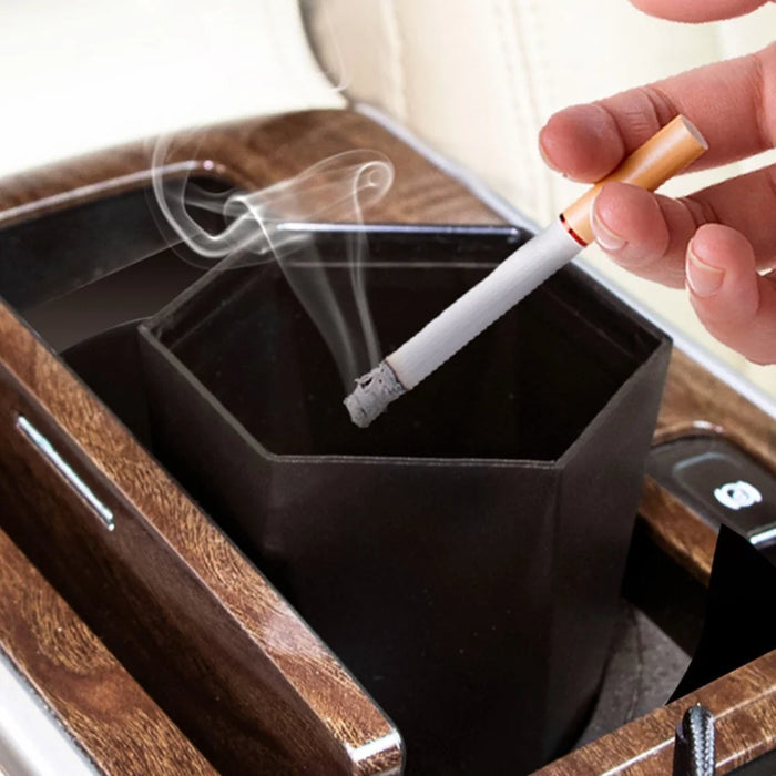 OUDEW Car Trash Can with Lid Mini Washable Vehicle Trash Can Desktop Center Console Dustbin Garbage Organizer - Gold - 4