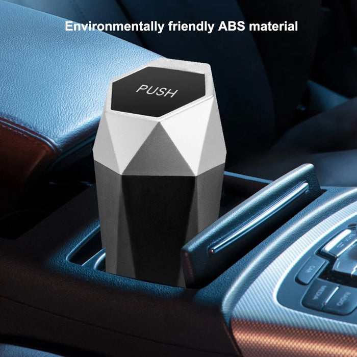 OUDEW Car Trash Can with Lid Mini Washable Vehicle Trash Can Desktop Center Console Dustbin Garbage Organizer - Gold - 7