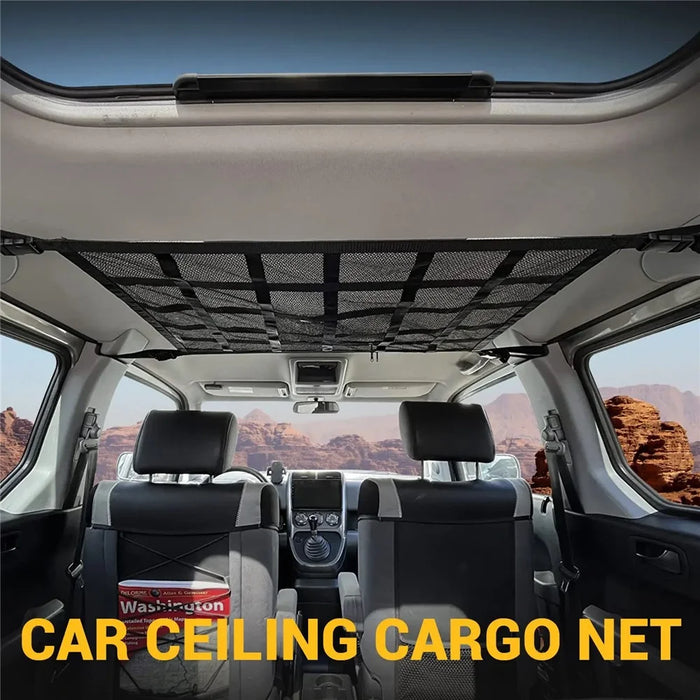 70x50cm Double-Layer Car Roof Storage Net Pocket Vehicle Interior Roof Storage Mesh Organizer - 4