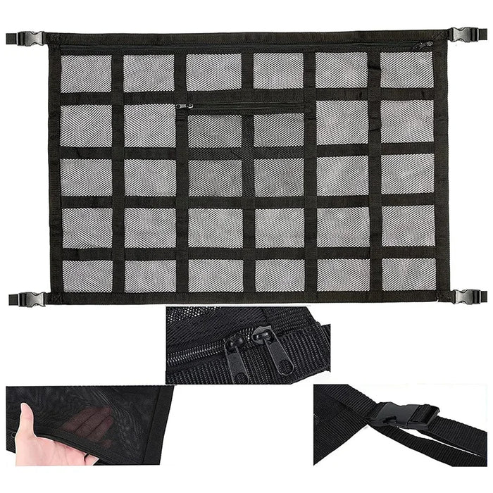 70x50cm Double-Layer Car Roof Storage Net Pocket Vehicle Interior Roof Storage Mesh Organizer - 7