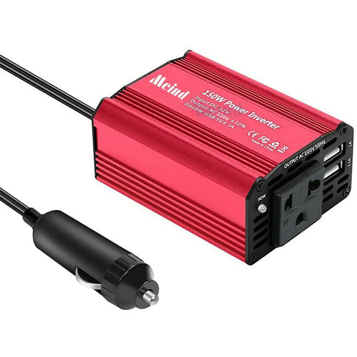 MEIND M6500 150W Car Power Inverter 12V DC to 220V AC Converter with Dual USB Ports - EU Plug+Red - 1