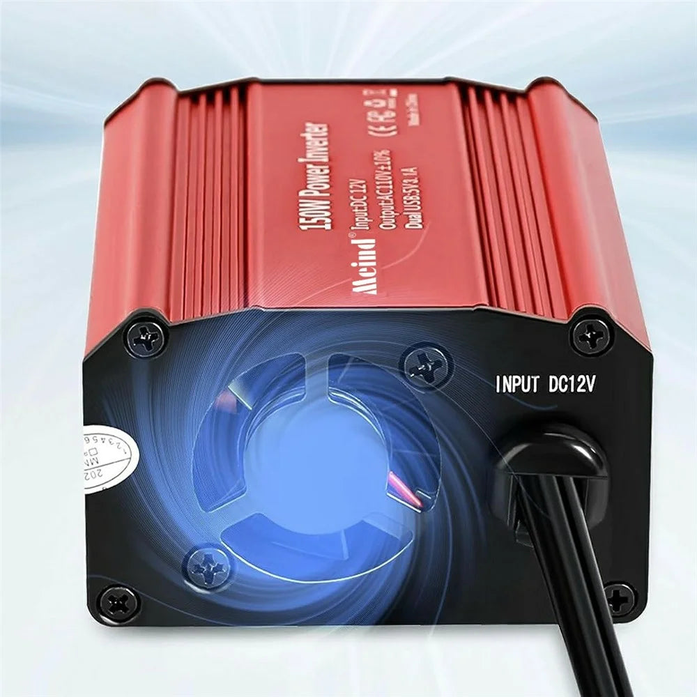 MEIND M6500 150W Car Power Inverter 12V DC to 220V AC Converter with Dual USB Ports - EU Plug+Red - 5