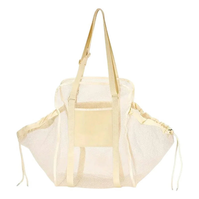 H351 Car Back Seat Organizer Multi-Function Portable Drawstring Large Capacity Canvas Mesh Storage Bag - 1
