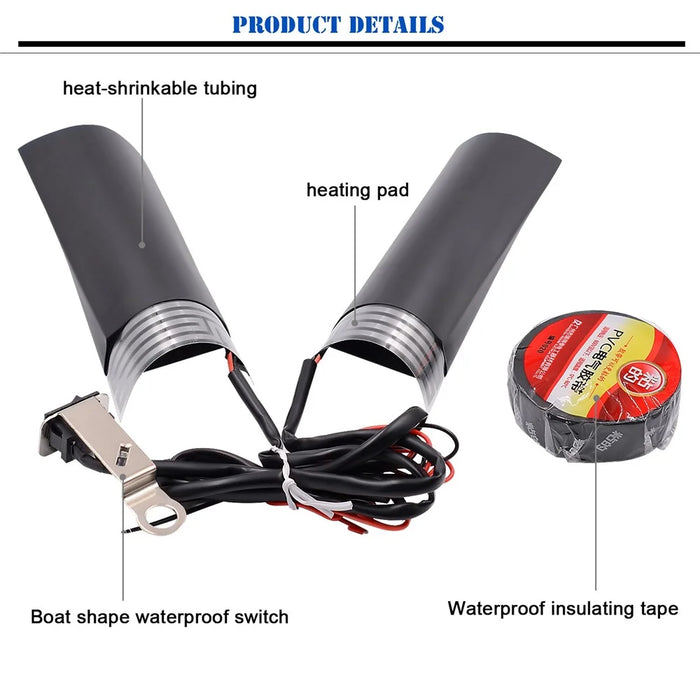CS-054B1 1Pair 12V Motorcycle Heated Grip 3rd Generation Fast Heating Electric Handlebar Grip Heater with Two Gear Adjustable - 3