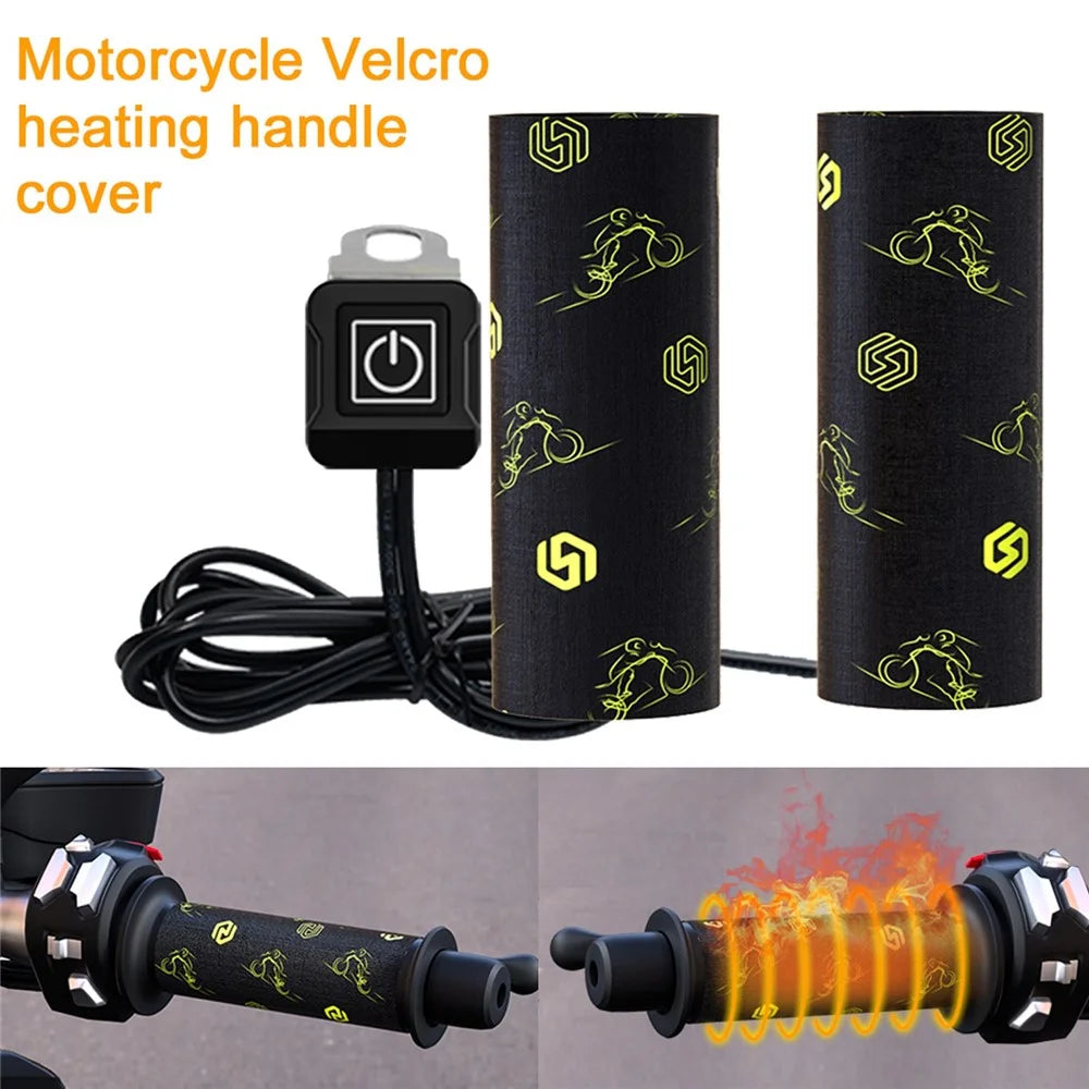 WUPP CS-974B1 1 Pair Stylish Pattern Motorcycle Heated Grips Handlebar Heating Pads 3-Gear Adjustable Motorbike Handlebar Heating Cover - 2